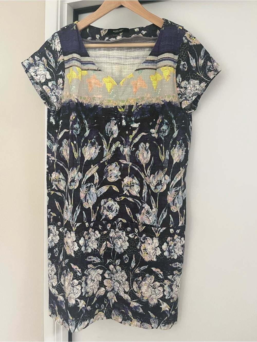Rachel Comey Navy Floral Mixed-Print Mini Dress